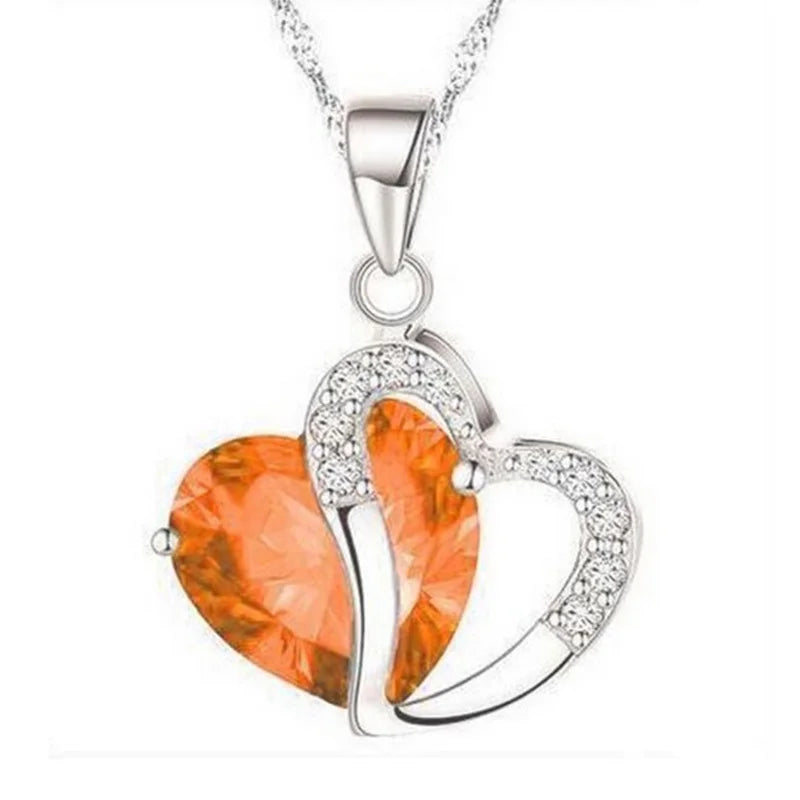 Romantic Crystal Heart shape Pendant necklaces For women Rhinestone chains Choker Fashion Love Jewelry