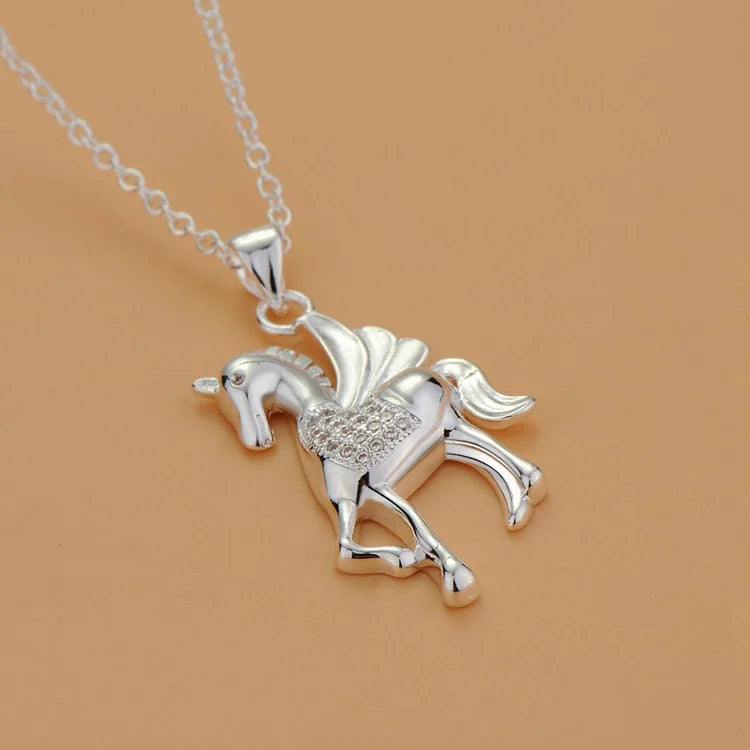 classic horse High quality 925 silver Fashion jewelry chains necklace pendant WN-765