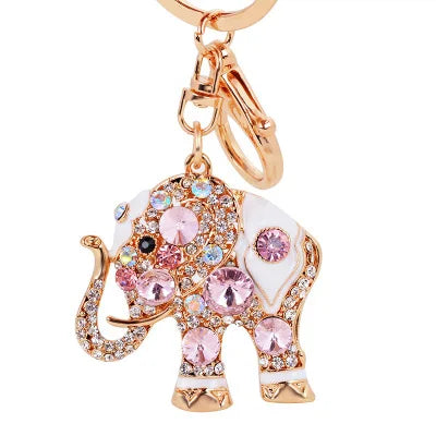 Exquisite Precious Stones Inlaid Thailand Elephant Car Keychain Elegant Pendant Gift for Friends Key Chains Ring Porte Clef