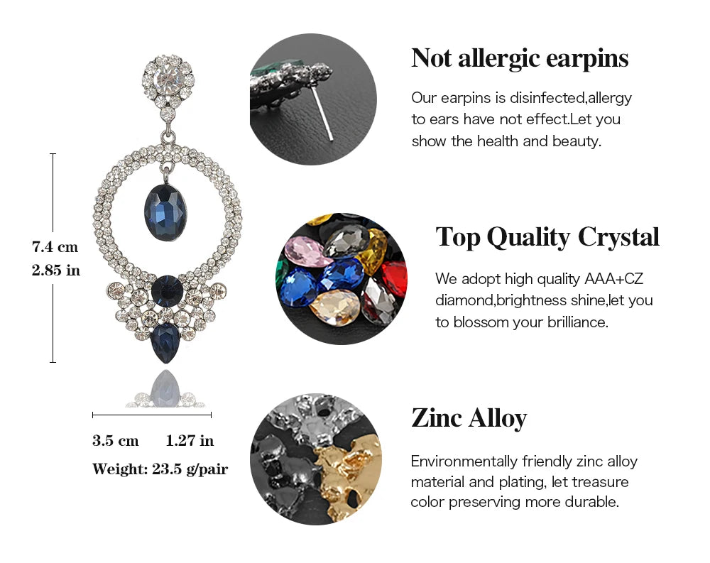 VEYO Luxury Crystal Earrings for Women Round Rhinestone Hollow out Drop Earrings New Arrival