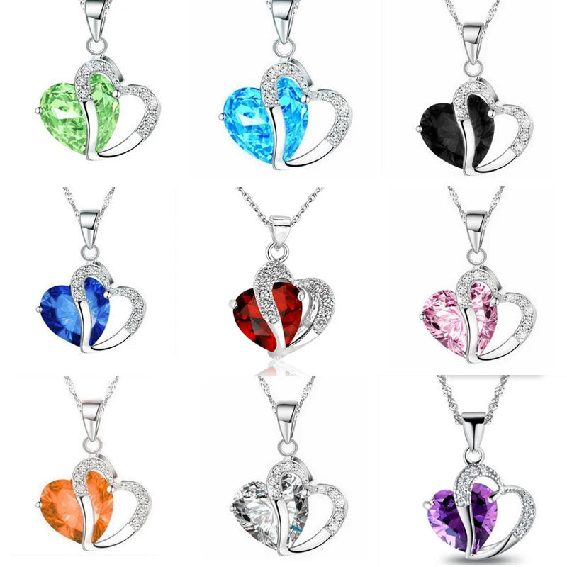 Romantic Crystal Heart shape Pendant necklaces For women Rhinestone chains Choker Fashion Love Jewelry