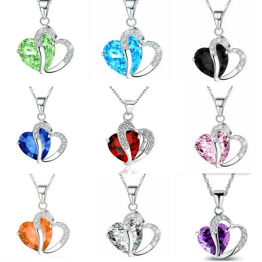 Romantic Crystal Heart shape Pendant necklaces For women Rhinestone chains Choker Fashion Love Jewelry