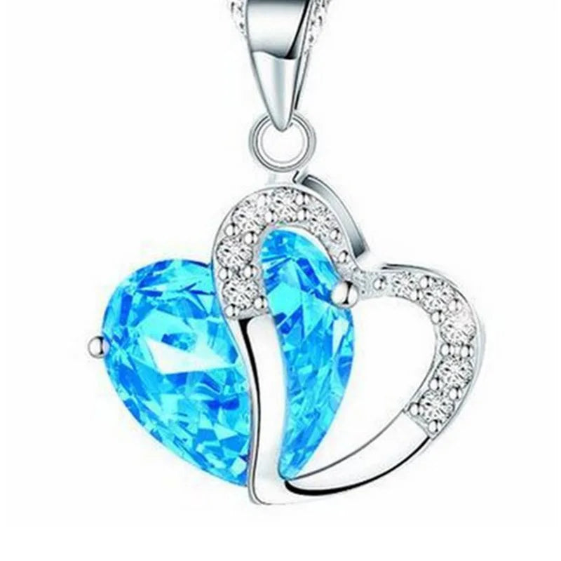Romantic Crystal Heart shape Pendant necklaces For women Rhinestone chains Choker Fashion Love Jewelry