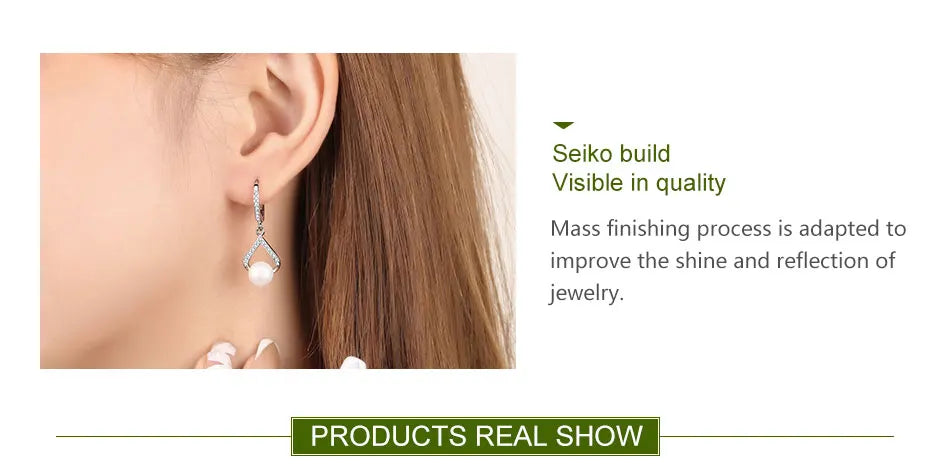 ZDADAN 925 Sterling Silver Pearl Drop Shape CZ Dangle Earrings For Women Fashion Wedding Jewelry Party Gift Wholesale