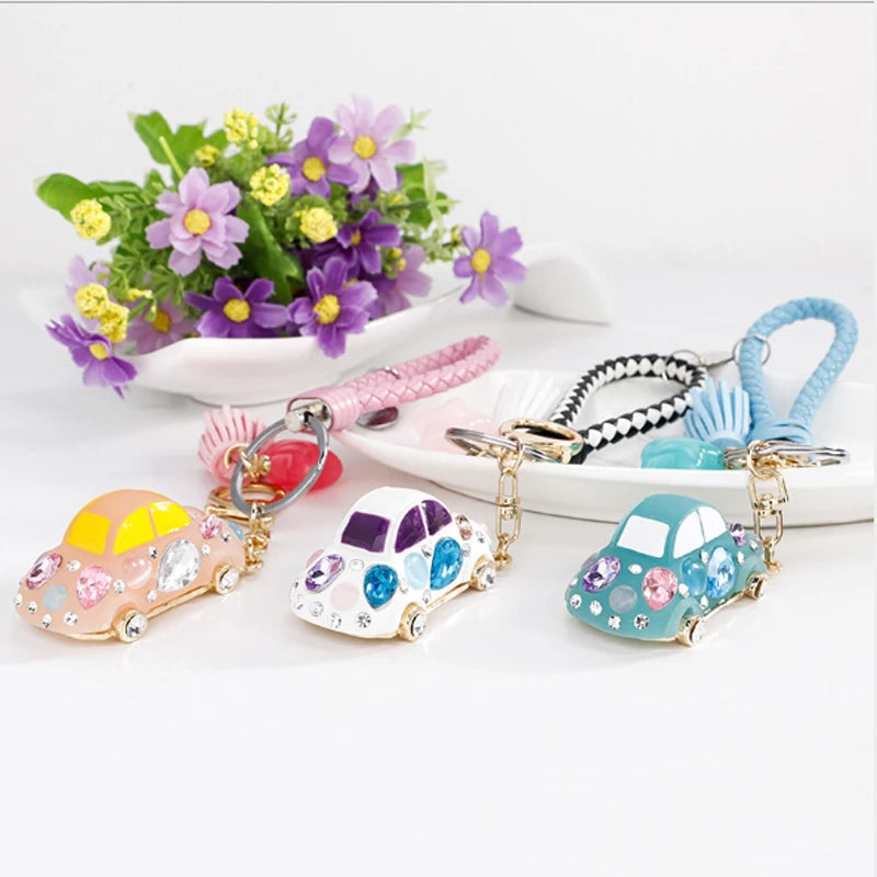 New Fashion Car Motorcycle Rhinestone Crystal Keychain Metal Alloy Key Chains Holder Handbag Car Keyrings Keychains For Women Me