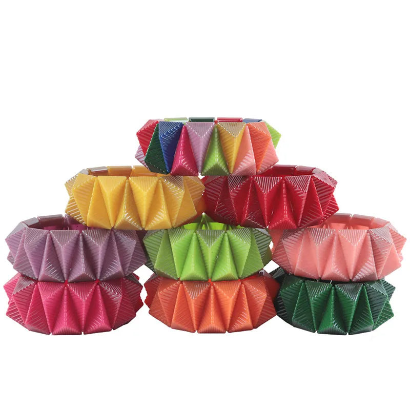 FishSheep New Acrylic Rivets Studs Bracelets For Women Men Rock Punk Big Stretched Strand Cuff Bracelets Bangles Jewelry Gifts