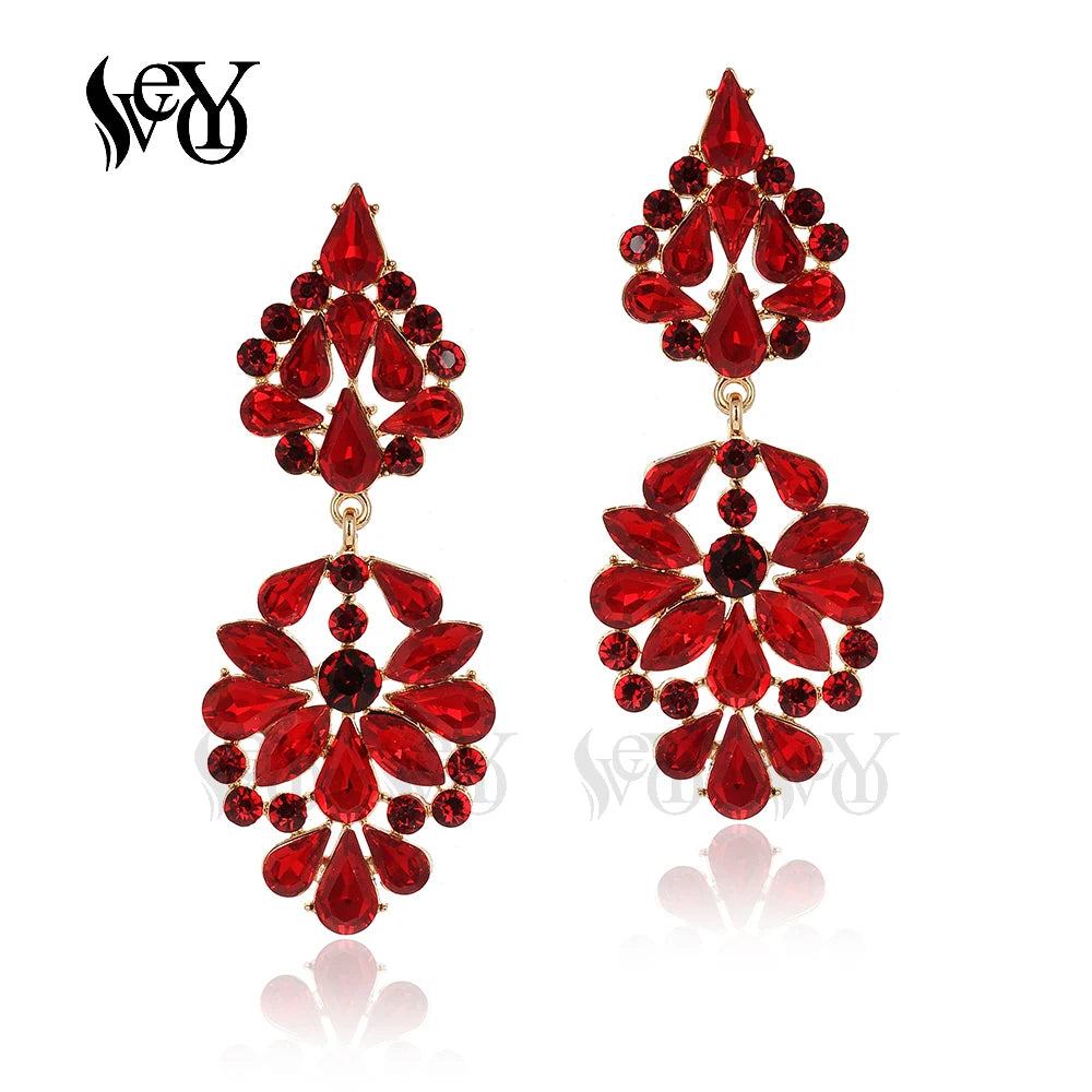 VEYO Vintage Crystal Drop Earrings Elegant Bridal wedding Dress Earrings for Women Fashion Jewelry Wholesale New