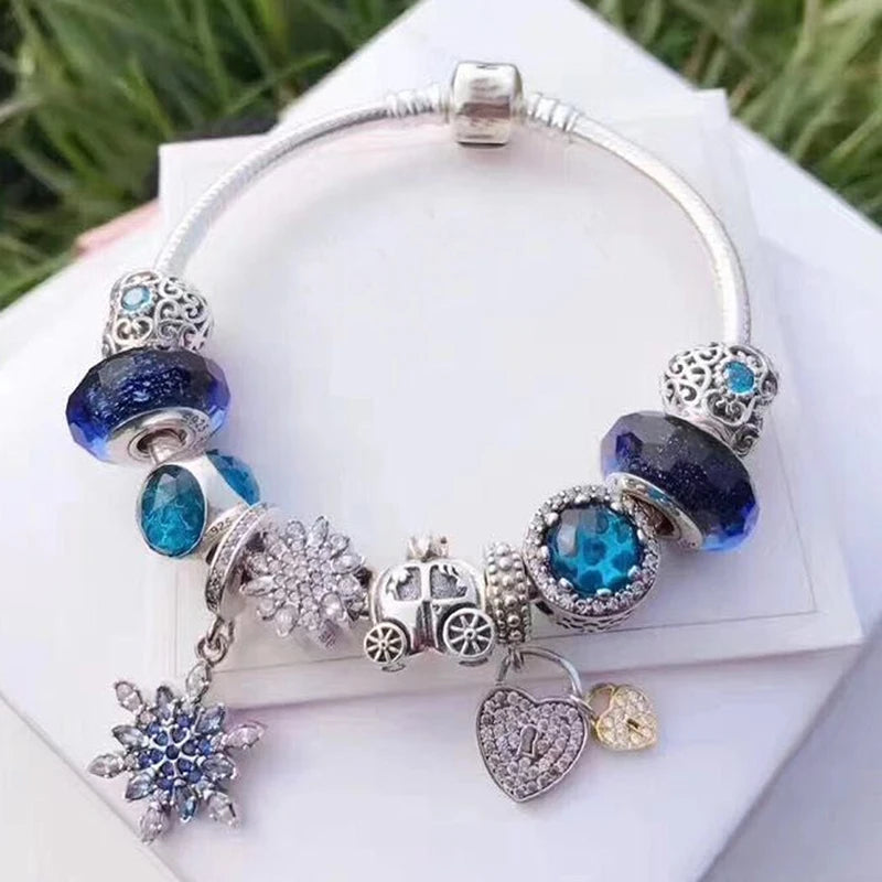Luxury Crystal Flower Charm Bracelets & Bangles Gold Beads Bracelets For Women Jewellery Pulseira Feminina 2021 New Year Gift