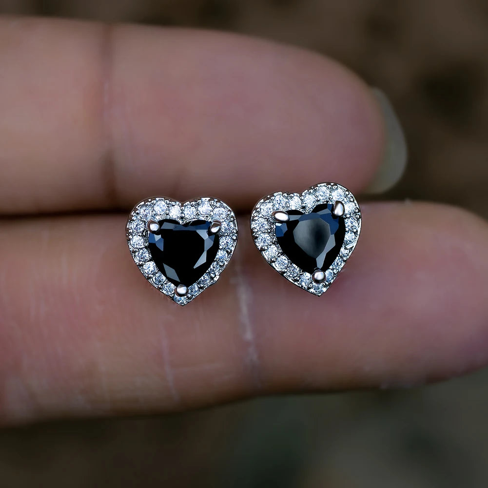 Dainty Female Rainbow Crystal Stone Jewelry Charm Silver Color Small Stud Earring Cute Heart Zircon Wedding Earrings For Women