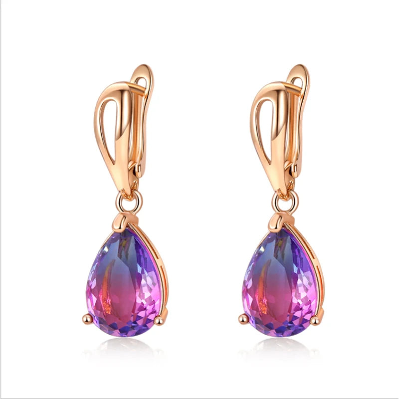 HUAMI Water Drop Crystal Pendant Earrings Fashion Zircon Earrings Luxury Jewelry for Women Wedding Party Valentine's Girls Gifts