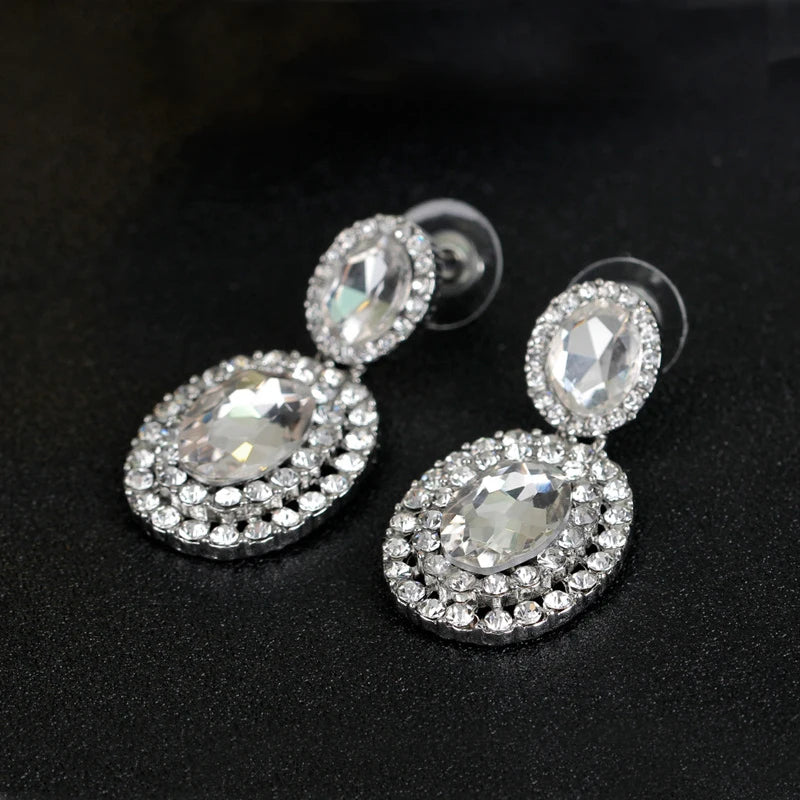 TREAZY Brincos Crystal Drop Earrings for Women Statement Fashion Costume Jewelry Women Black Geometry Vintage Earrings Pendiente