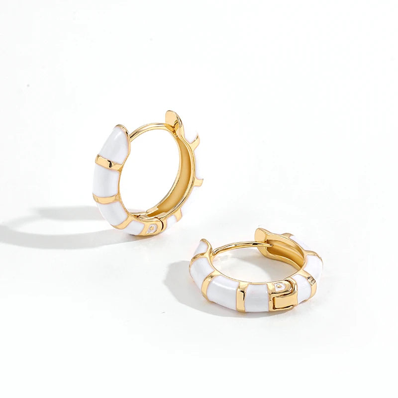 Mini Lovely Enamel Rainbow Round Circle Hoop Earrings for Women Fashion Colorful Huggie Hoops Piercing Pendientes Jewelry Gifts