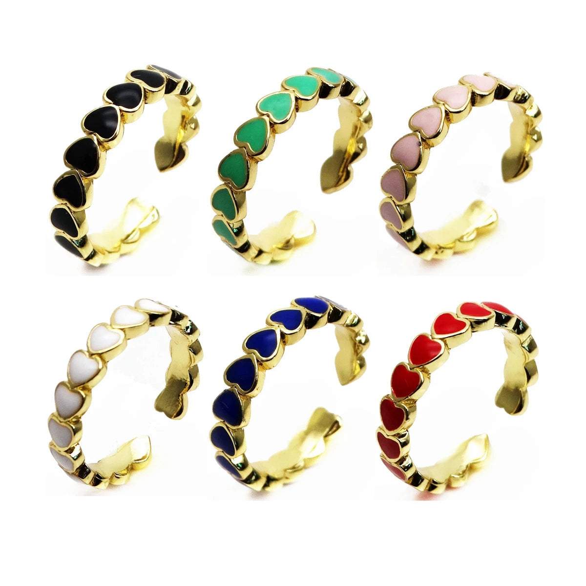 Opening adjustable ring loving heart rings Copper Zircon Drip paint color Rings love connection ring for women Party Jewelry