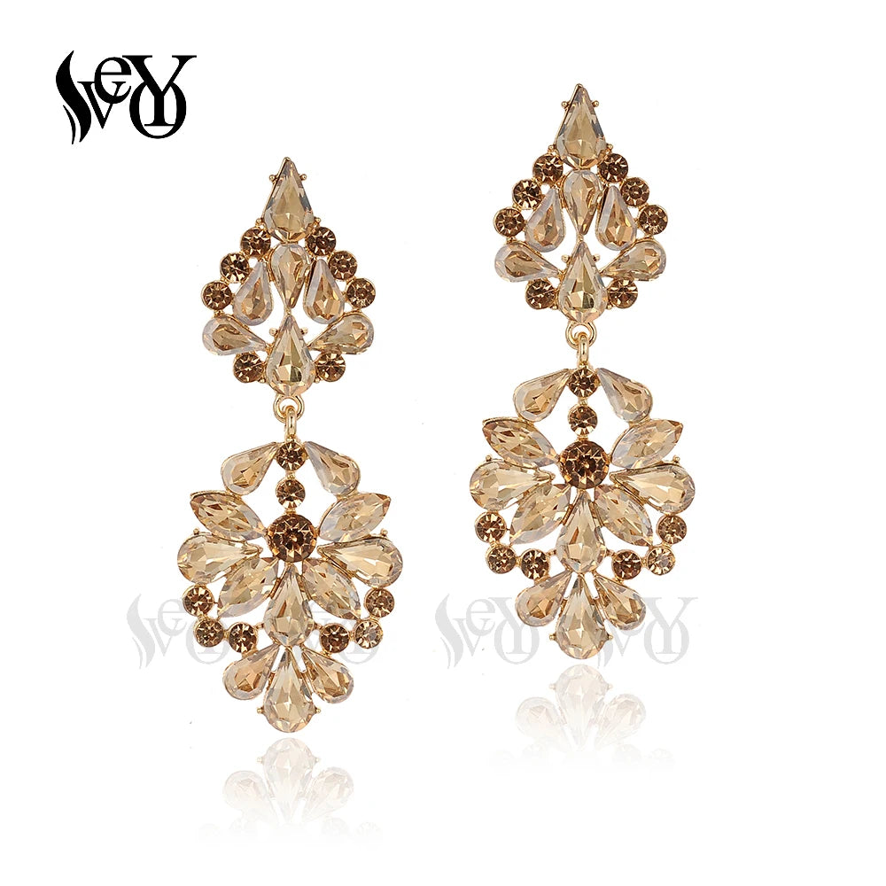 VEYO Vintage Crystal Drop Earrings Elegant Bridal wedding Dress Earrings for Women Fashion Jewelry Wholesale New