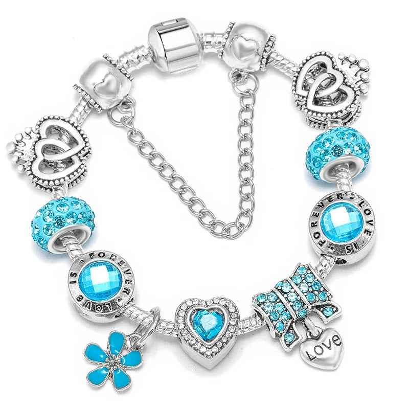 Luxury Crystal Flower Charm Bracelets & Bangles Gold Beads Bracelets For Women Jewellery Pulseira Feminina 2021 New Year Gift