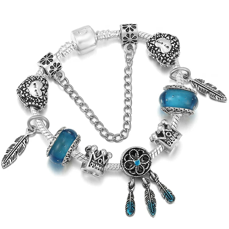 Luxury Crystal Flower Charm Bracelets & Bangles Gold Beads Bracelets For Women Jewellery Pulseira Feminina 2021 New Year Gift