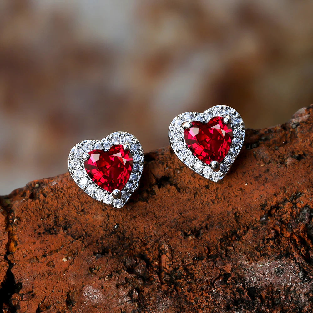 Dainty Female Rainbow Crystal Stone Jewelry Charm Silver Color Small Stud Earring Cute Heart Zircon Wedding Earrings For Women