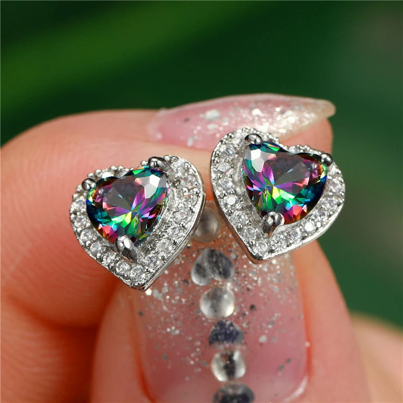 Huitan Fashion Simple Heart Design Women Earring 7 Colors Available Suitable for All Occasions Wedding Party Daily Wear Earrings