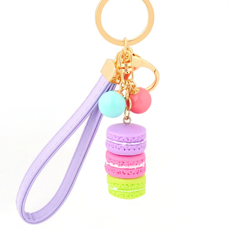EASYA France Paris Cute Macaroon Effiel Tower Macarons Keychain Colorful Keyring Bag Pendant Car Charm Key Holder