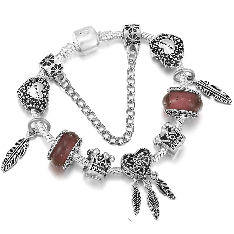 Luxury Crystal Flower Charm Bracelets & Bangles Gold Beads Bracelets For Women Jewellery Pulseira Feminina 2021 New Year Gift