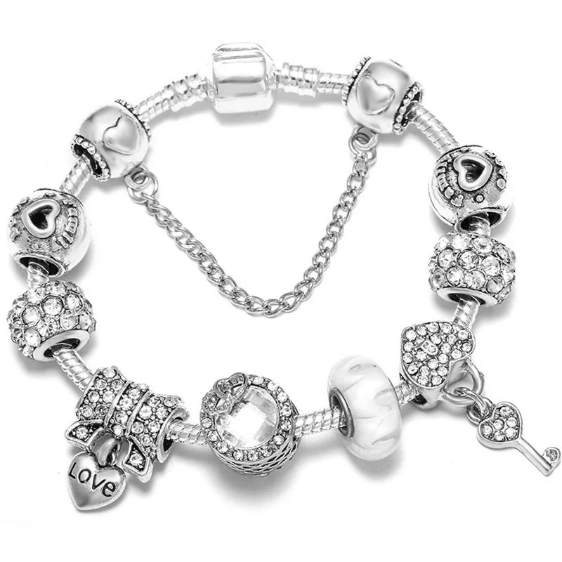Luxury Crystal Flower Charm Bracelets & Bangles Gold Beads Bracelets For Women Jewellery Pulseira Feminina 2021 New Year Gift