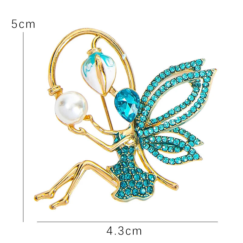 New Crystal Ballerina Pearl Girl Brooch Pin Angel Dancer Dancing Pins Brooches Jewelry for Valentine's Day Gifts