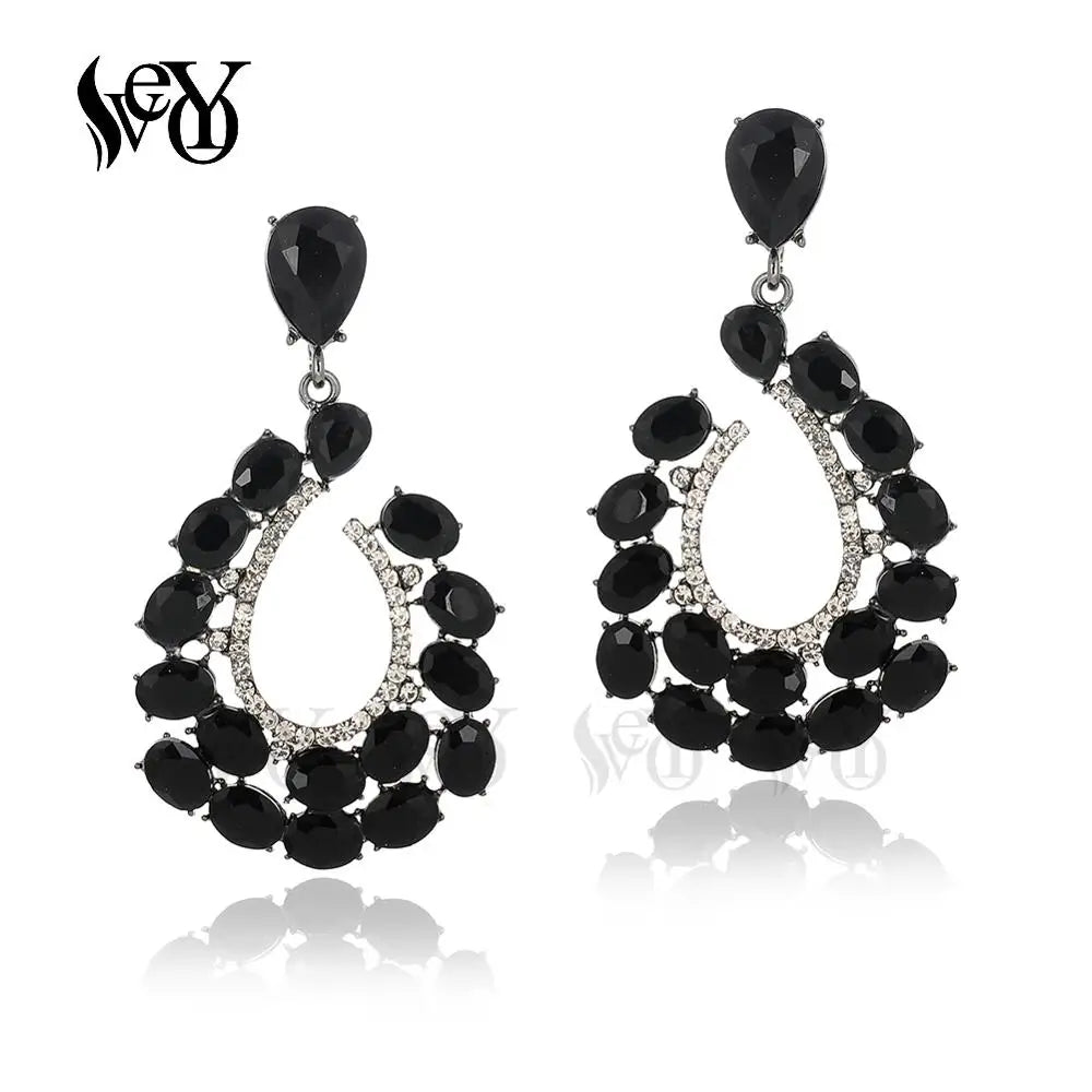 VEYO Classic Hollow Crystal Drop Earrings Luxury Symmetrical Earrings Fashion Jewelry For Woman High Quality