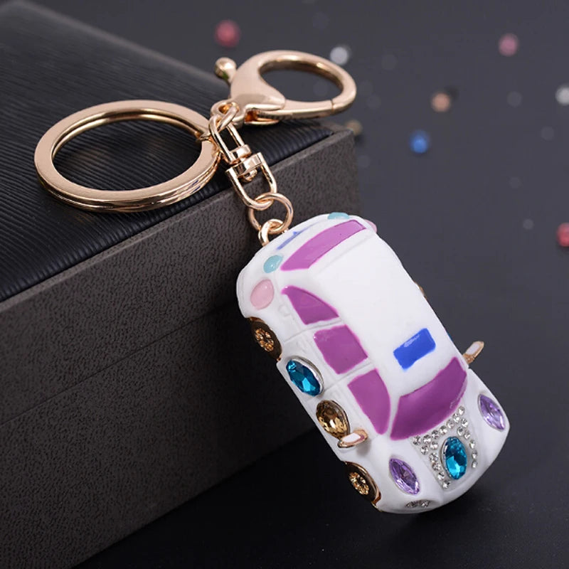 New Fashion Car Motorcycle Rhinestone Crystal Keychain Metal Alloy Key Chains Holder Handbag Car Keyrings Keychains For Women Me