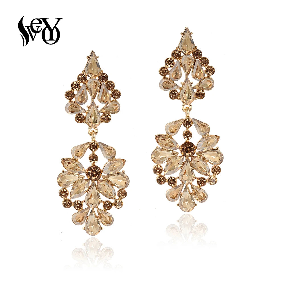 VEYO Vintage Crystal Drop Earrings Elegant Bridal wedding Dress Earrings for Women Fashion Jewelry Wholesale New