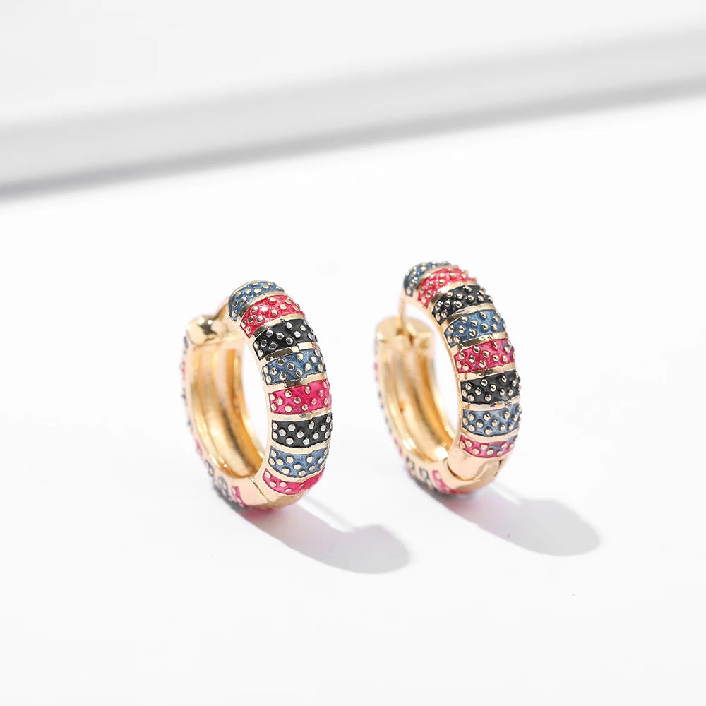 New Trendy Flower Enamel Hoop Earrings for Women Boho Statement Round Circle Huggie Earring Fashion Jewelry 2021 Brincos