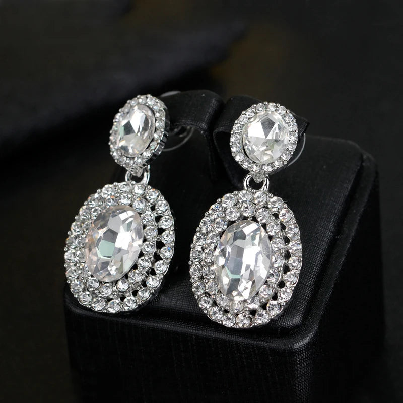 TREAZY Brincos Crystal Drop Earrings for Women Statement Fashion Costume Jewelry Women Black Geometry Vintage Earrings Pendiente