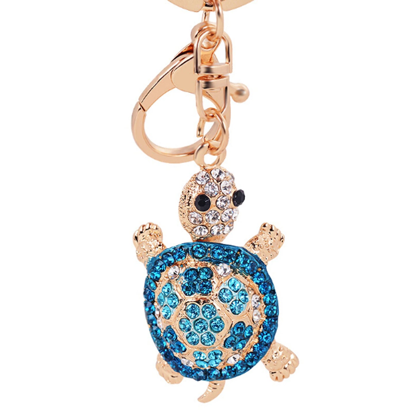 Fashion Rhinestone Crystal Metal Keychain Lovely Cartoon Marine Style Tortoise Fish Dolphin Keyring HandBag Car Pendant Gift