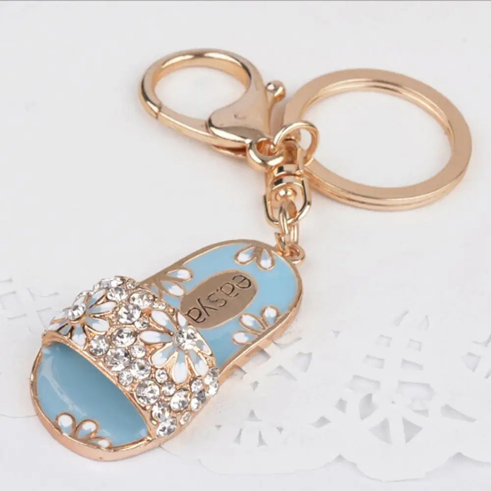 New Shining Rhinestone Crystal High Heels Shoes Keychain Women Lovely Meter Alloy Handbag Car Chains Holder Key Ring Gift