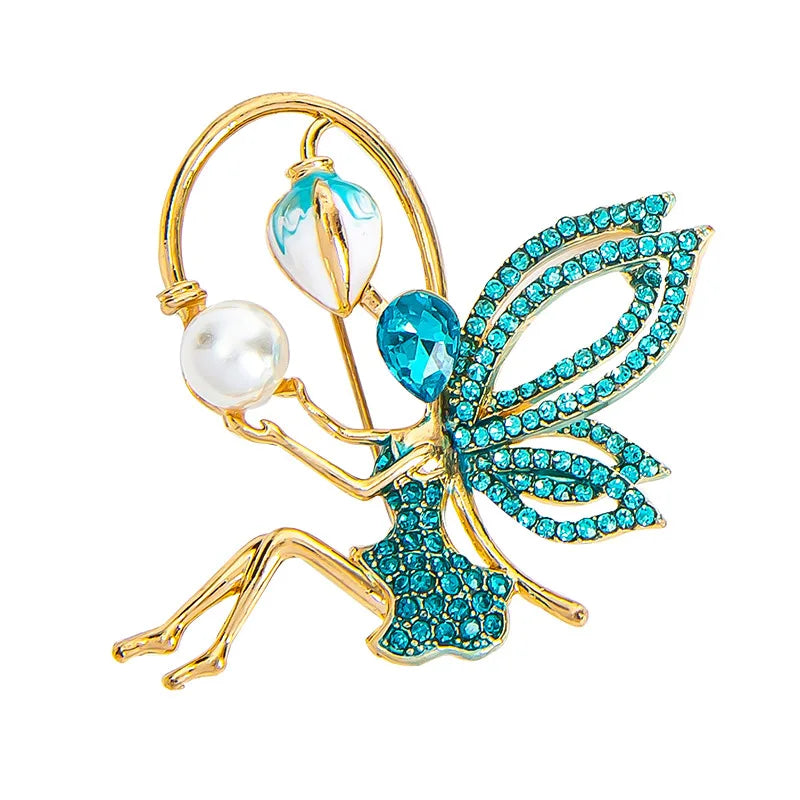 New Crystal Ballerina Pearl Girl Brooch Pin Angel Dancer Dancing Pins Brooches Jewelry for Valentine's Day Gifts