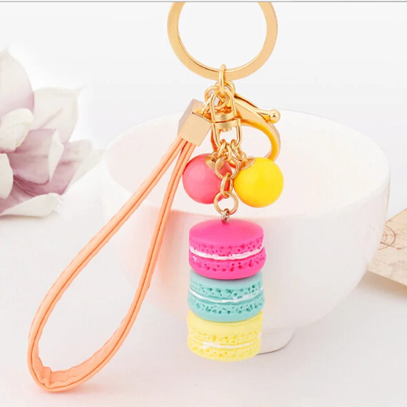 EASYA France Paris Cute Macaroon Effiel Tower Macarons Keychain Colorful Keyring Bag Pendant Car Charm Key Holder