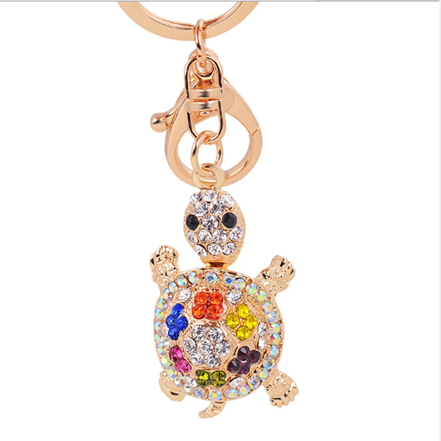 Fashion Rhinestone Crystal Metal Keychain Lovely Cartoon Marine Style Tortoise Fish Dolphin Keyring HandBag Car Pendant Gift