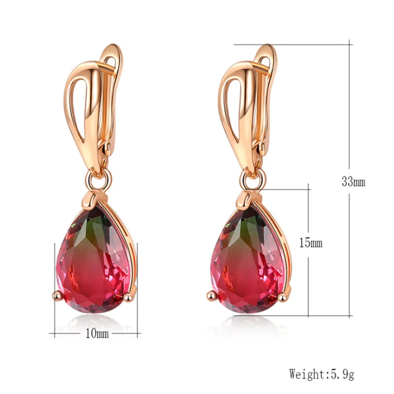 HUAMI Water Drop Crystal Pendant Earrings Fashion Zircon Earrings Luxury Jewelry for Women Wedding Party Valentine's Girls Gifts