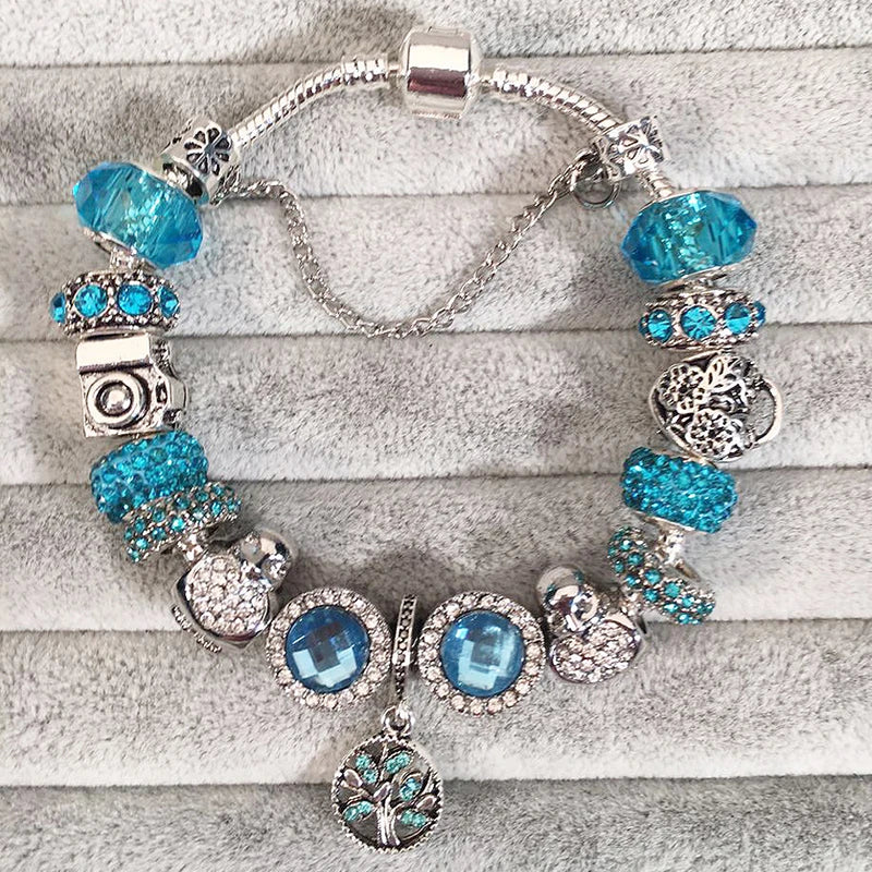 Luxury Crystal Flower Charm Bracelets & Bangles Gold Beads Bracelets For Women Jewellery Pulseira Feminina 2021 New Year Gift
