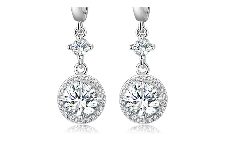 ZDADAN 925 Sterling Silver Geometric Blue Water Drop Earrings For Women Fashion Jewelry Wedding Gift