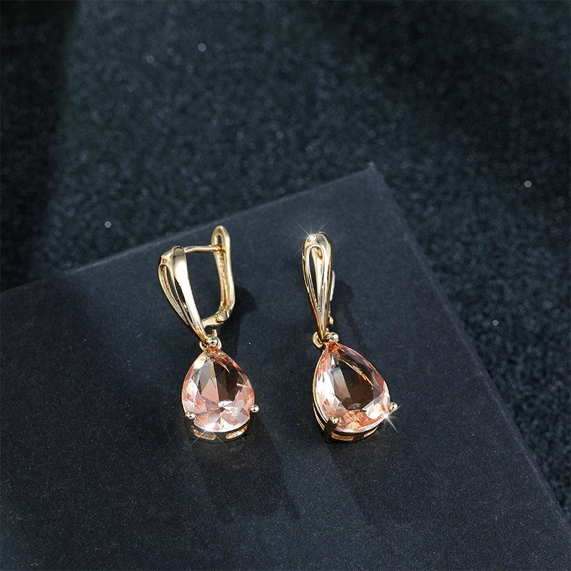 HUAMI Water Drop Crystal Pendant Earrings Fashion Zircon Earrings Luxury Jewelry for Women Wedding Party Valentine's Girls Gifts