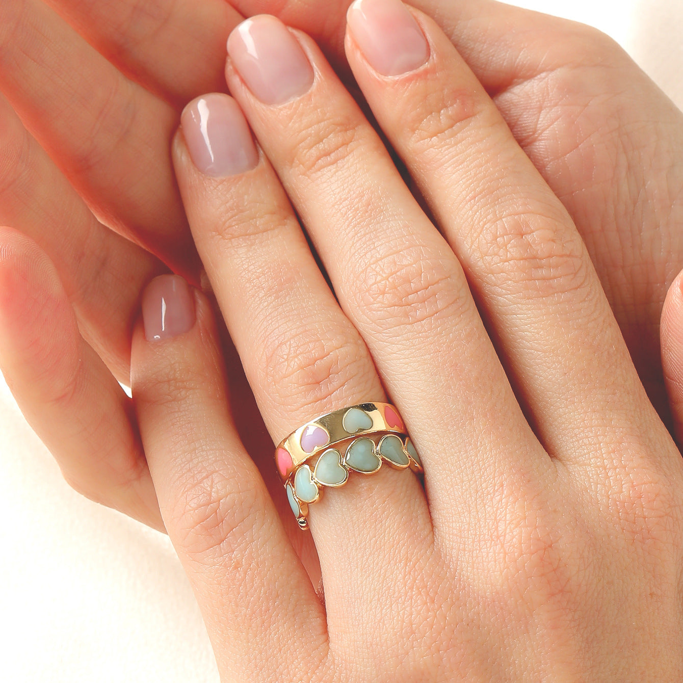 Aesthetic Colorful Enamel Heart Star Flower Shaped Ring Set for Women Cute Fashion Stacking Finger Rings Jewelry Gift