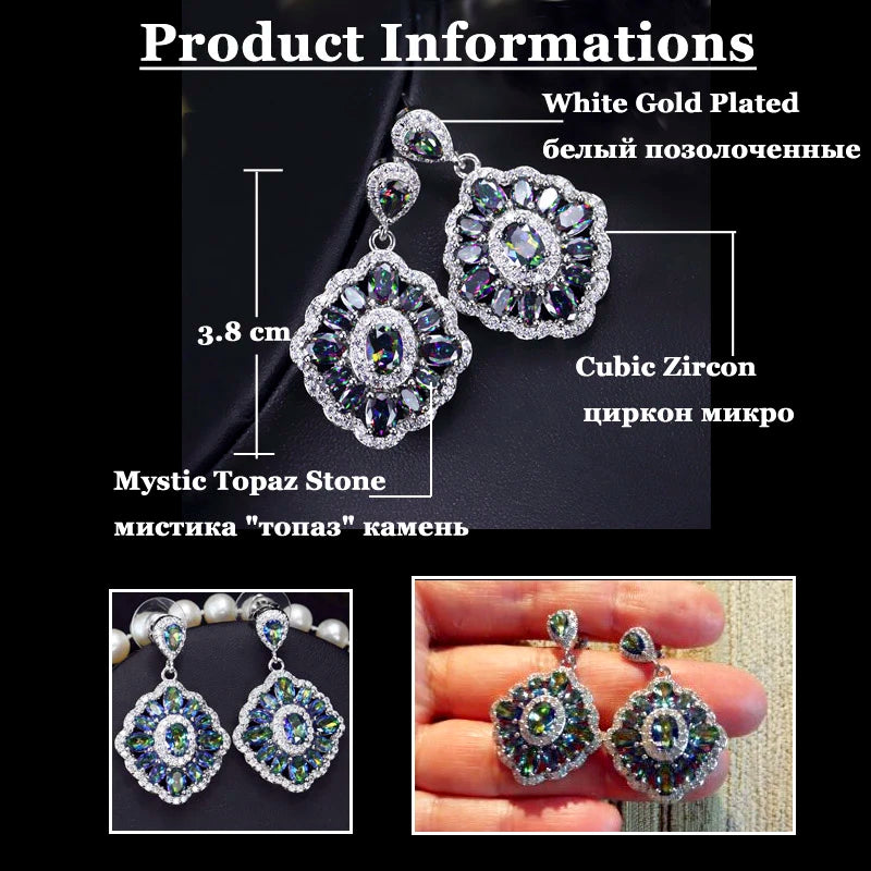 ThreeGraces Gorgeous Shiny Cubic Zirconia Crystal Sparkling Mystic Rainbow Light Blue Ladies Fashion Earrings Jewelry ER273
