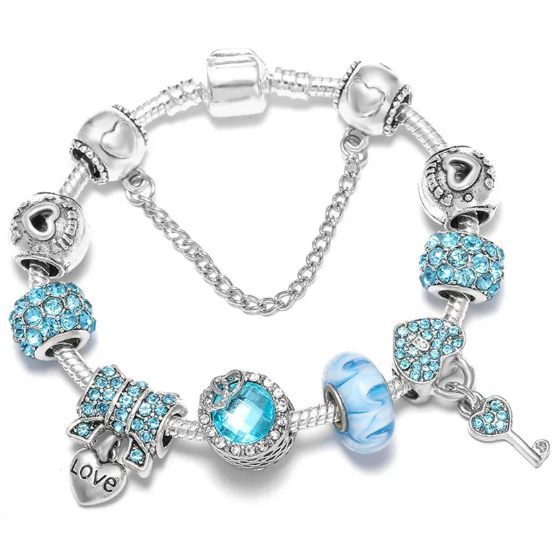 Luxury Crystal Flower Charm Bracelets & Bangles Gold Beads Bracelets For Women Jewellery Pulseira Feminina 2021 New Year Gift