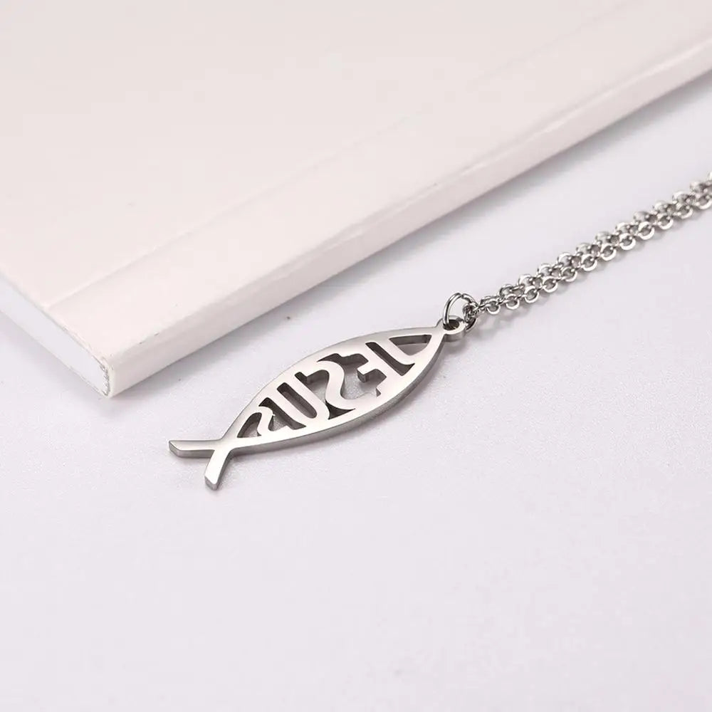 My Shape Stainless Steel Necklace Christian Jewelry Heart Jesus Cross Shaped Steel Color Gold Color Pendant Chain Jewelry Gifts