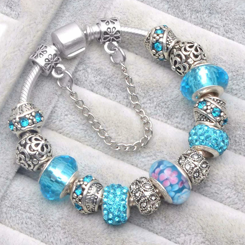Luxury Crystal Flower Charm Bracelets & Bangles Gold Beads Bracelets For Women Jewellery Pulseira Feminina 2021 New Year Gift