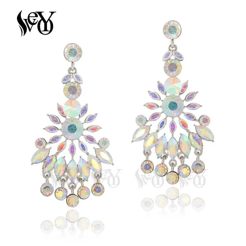 VEYO Luxury Rhinestone Crystal Earings Elegant Tassels Bride Dangle Earrings Fashion Jewelry for Woman New Gift