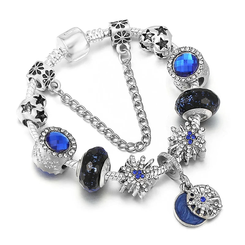 Luxury Crystal Flower Charm Bracelets & Bangles Gold Beads Bracelets For Women Jewellery Pulseira Feminina 2021 New Year Gift