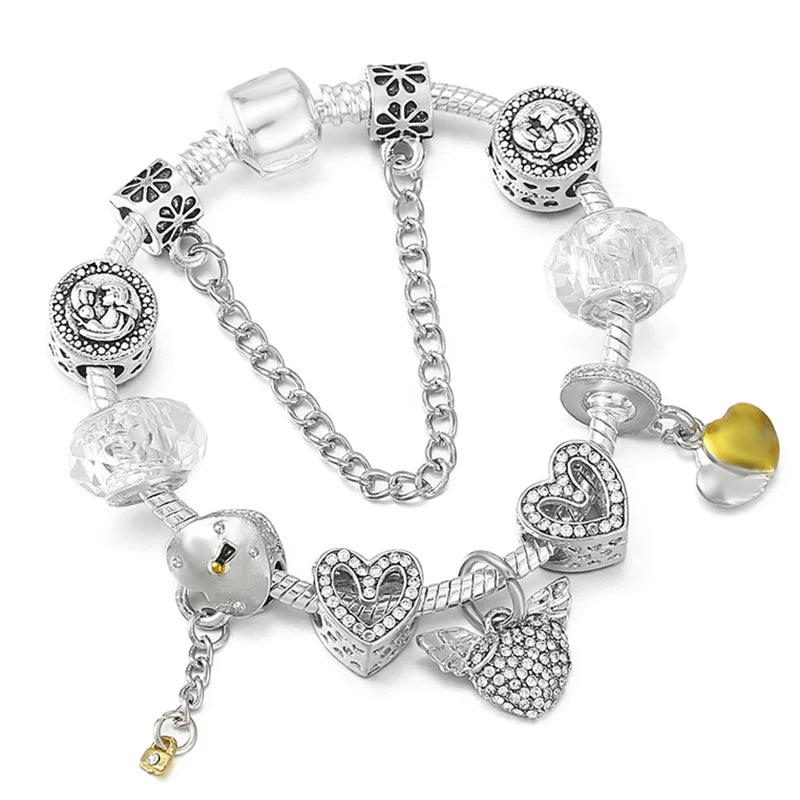 Luxury Crystal Flower Charm Bracelets & Bangles Gold Beads Bracelets For Women Jewellery Pulseira Feminina 2021 New Year Gift