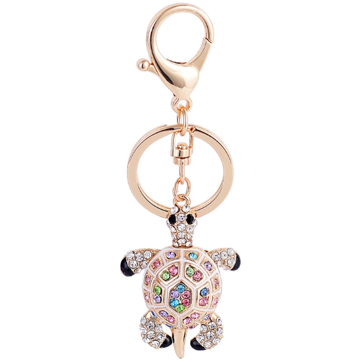 Fashion Rhinestone Crystal Metal Keychain Lovely Cartoon Marine Style Tortoise Fish Dolphin Keyring HandBag Car Pendant Gift
