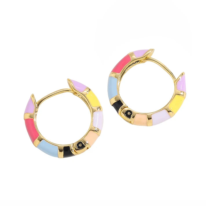 Mini Lovely Enamel Rainbow Round Circle Hoop Earrings for Women Fashion Colorful Huggie Hoops Piercing Pendientes Jewelry Gifts